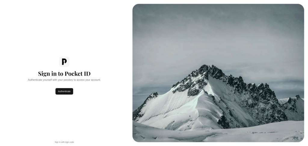 Pocket ID home page