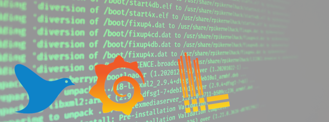Fluentd, Grafana, Loki logos with logs in background